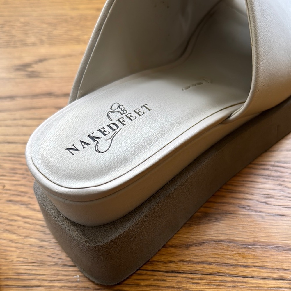 Naked Feet Women's Cream Slide Sandals - Picture 6 of 7